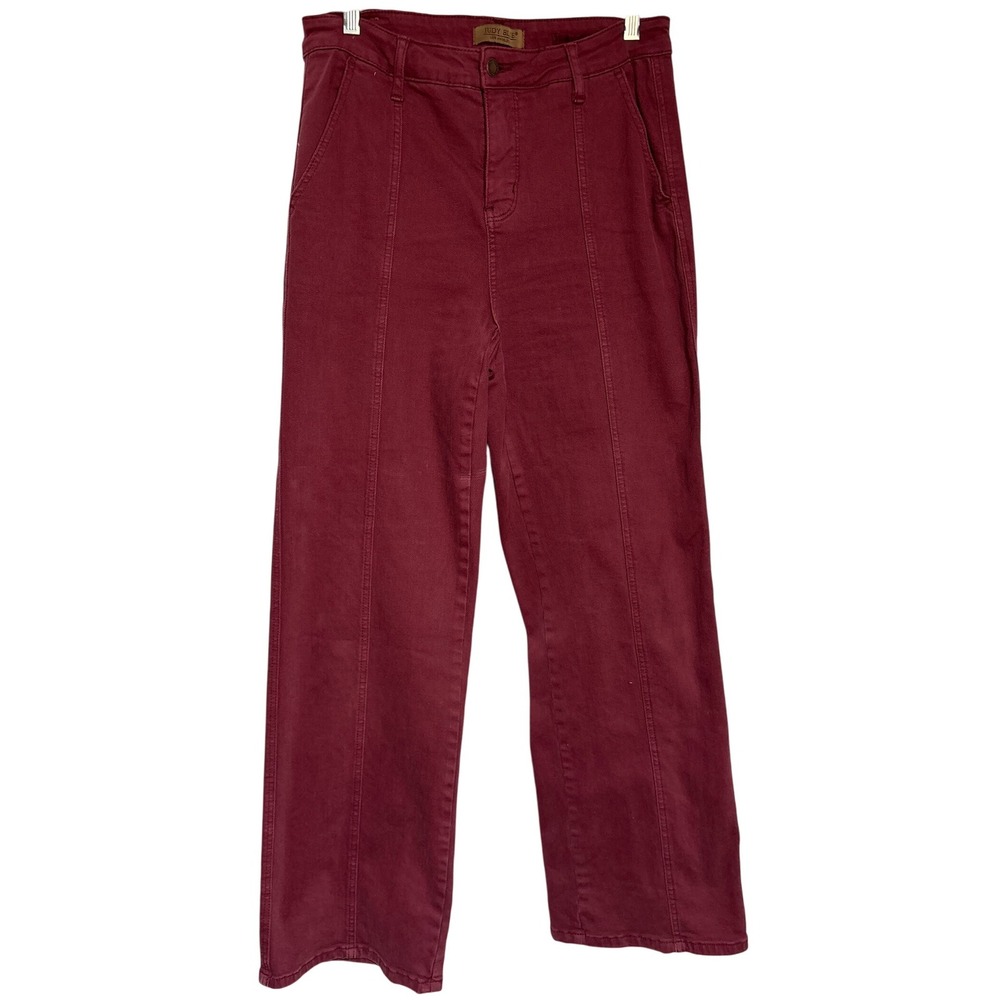 Judy Blue Jeans Burgundy Garment Dyed Wide‎ Leg Cropped Pants Size 13 31